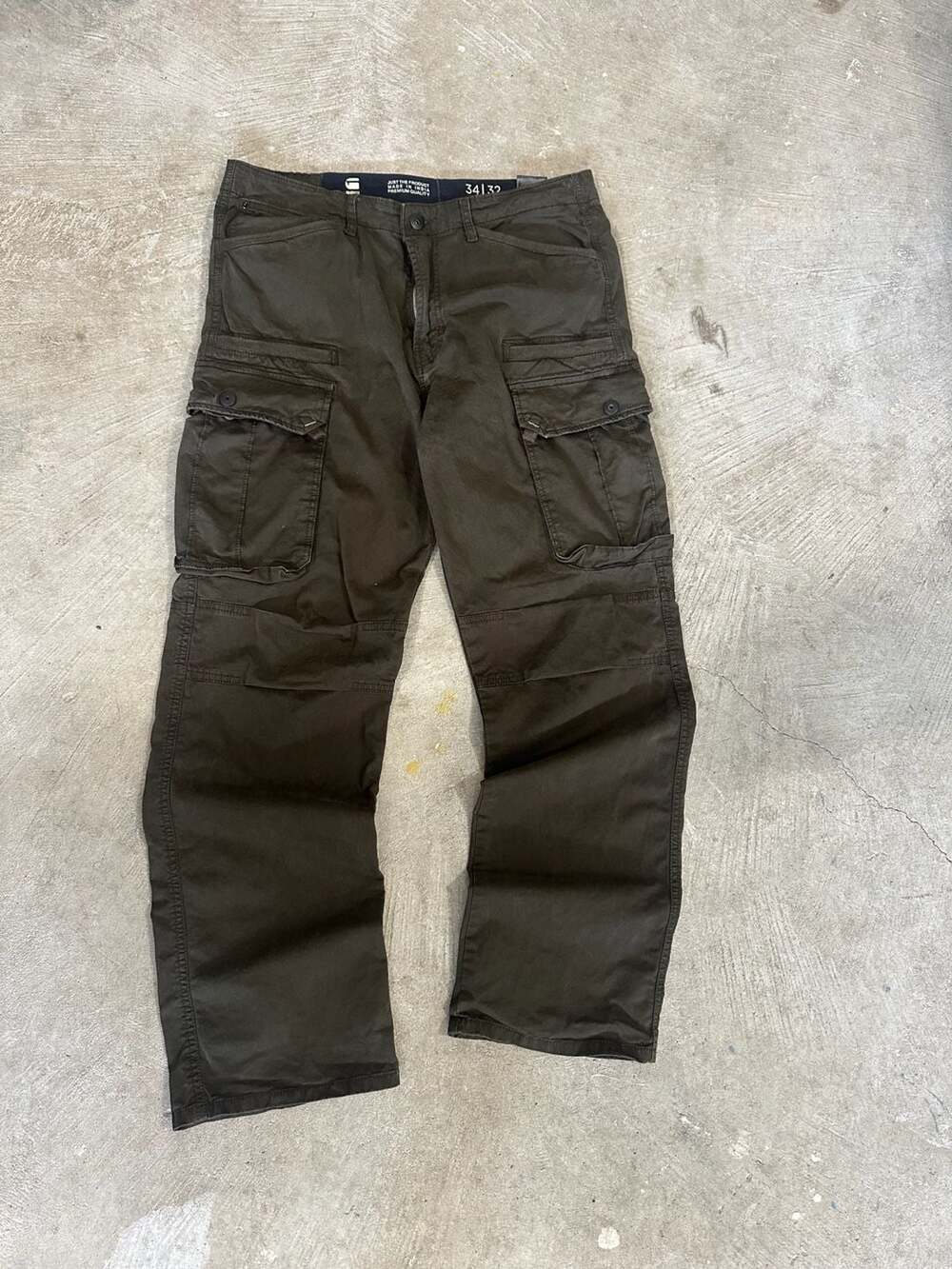 Y2k G-Star Raw Cargo Pants 34x30 Green Cotton Military Utility Trousers pants